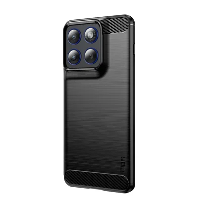 Capa Traseira para Motorola Edge 70 5G MOFI, Textura Escovada, Fibra de Carbono, Capa TPU Macia - Preto