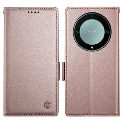 Stående hylster til Honor Magic8 Lite 5G / X70 5G / X9d 5G, PU-læder wallet telefonbeskyttelse - Rosenød