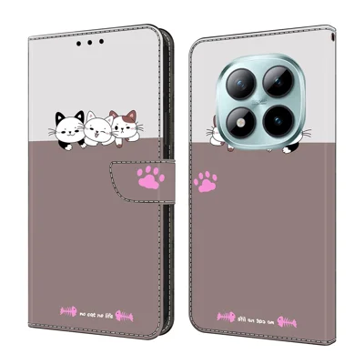 Voor Xiaomi Redmi Note 15 Pro 5G Hoesje Opvouwbare Stand Wallet Patroonbedrukte PU Leren Flipcover - Katten