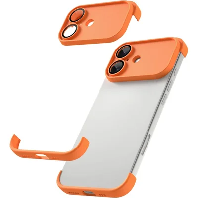Für iPhone 17 Hülle rahmenlose Eckschoner TPU Stoßfängerabdeckung mit Kameraobjektivschutz - Orange