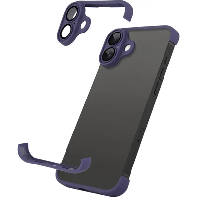 For iPhone 16 Case Frameless Phone Corner Pad TPU Bumper Cover with Camera Lens Protector - Purple