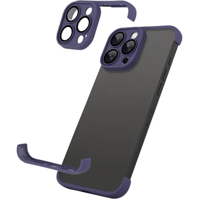 Чехол для iPhone 13 Pro, бескаркасная накладка на углы из ТПУ с защитой объектива камеры — фиолетовый