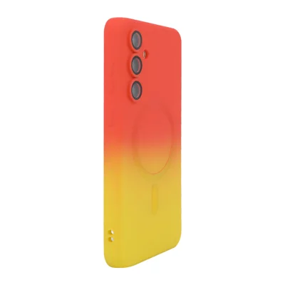 Чехол из силикона для Samsung Galaxy A37 ENAKY HAT PRINCE, градиентный цвет, совместимый с MagSafe - Оранжевый+Желтый