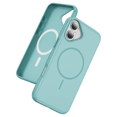 Coque pour iPhone 17 compatible MagSafe, PC + TPU, bordures antidérapantes - Bleu bébé