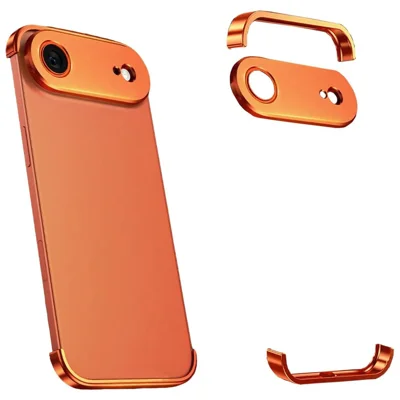 For iPhone Air Frameless Case Titanium Alloy Phone Corner Pad Bumper Cover with Camera Lens Protector - Orange