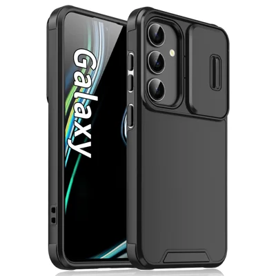 For Samsung Galaxy S26+ Case PC + TPU Phone Cover with Slide Camera Guard - Black