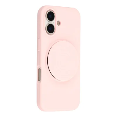 Coque en silicone pour iPhone 17 avec support rabattable à motif ondulé, housse intégrée avec doublure douce en tissu - Rose