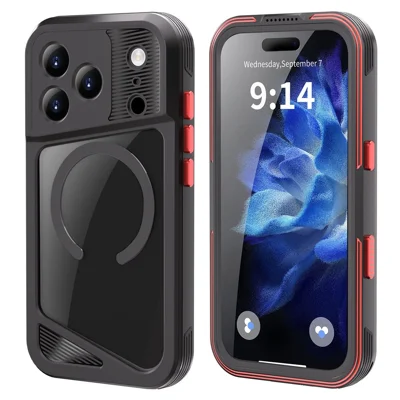 SHELLBOX GTM Series For iPhone 17 Pro Magnetic Case IP68 Waterproof TPU PC Metal Frame Diving Phone Cover
