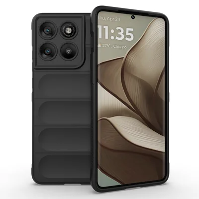 غطاء لهاتف Motorola Edge 70 5G مقاوم للسقوط، غطاء خلفي متين من مادة TPU لينة - أسود