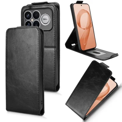 For Xiaomi Poco F8 Ultra / Redmi K90 Pro Max 5G Stand Case Magnetic Clasp Vertical Flip Leather Phone Cover with Card Holder - Black