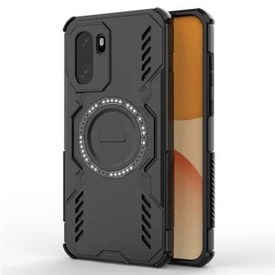 Cover magnetico per OnePlus 15R 5G, armatura a farfalla, dissipazione del calore cava, custodia in PC + TPU - Nero