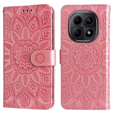 Til Xiaomi Redmi Note 15 5G (Global) Taske med trykt solsikke i læderwallet - Pink