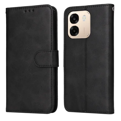 For Oppo A6x 5G / A6x 4G Case Wallet PU Leather Folio Flip Phone Cover - Black