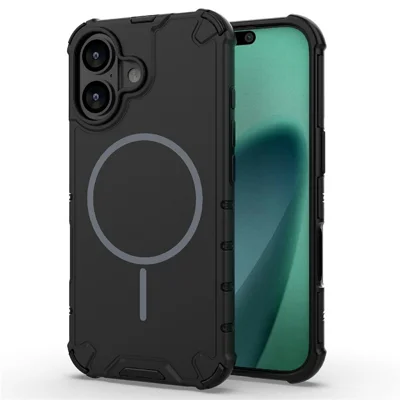 Voor iPhone 17 Hoesje Compatibel met MagSafe Golfstructuur Warmteafvoer TPU + PC Telefoon Achterkant - Zwart