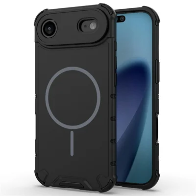 Capa para iPhone Air Compatível com MagSafe, Textura Corrugada, Dissipação de Calor, TPU + PC, Traseira para Telemóvel - Preto