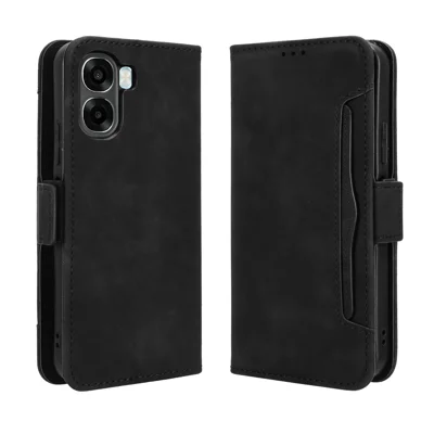 For Oppo A6x 4G / Oppo A6x 5G Leather Case Phone Wallet Cover with Multiple Card Slots - Black