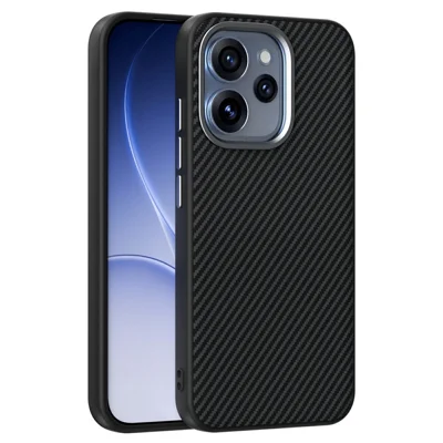 ABEEL Für Oppo Reno15 5G Magnetische Hülle Kohlefaser-Optik TPU PC PU Handy-Rückseite - Schwarz