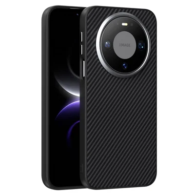 ABEEL Para Huawei Mate 80  /  80 Pro Capa Magnética Textura Fibra de Carbono TPU PC PU Capa Traseira do Telemóvel - Preto