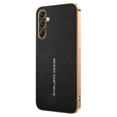 Telefoonhoesje voor Samsung Galaxy A16 5G / A16 4G, krasbestendig, met Litchi-structuur, TPU lederen PU achterkant - Zwart