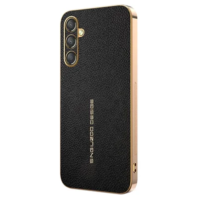 For Samsung Galaxy A25 5G (Global) (161mm) Case Anti Scratch Litchi Texture TPU Leather PU Phone Back Cover - Black