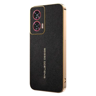 Phone Case For Motorola Edge 50 Fusion 5G  /  G96 5G Anti Scratch Litchi Texture TPU Leather PU Phone Back Cover - Black