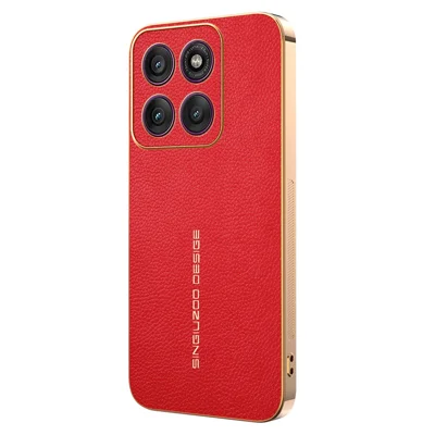 Funda para Motorola Edge 60 Pro 5G, antiarañazos, textura de piel de cocodrilo, TPU y cuero PU, trasera para teléfono - Rojo