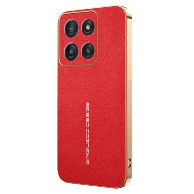 For Motorola Moto G56 5G Case Anti Scratch Litchi Texture TPU Leather PU Phone Back Cover - Red