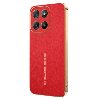 For Motorola Moto G67 Power 5G Case Anti Scratch Litchi Texture TPU Leather PU Phone Back Cover - Red