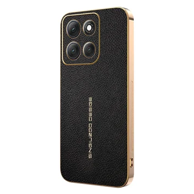 For Motorola Moto G86 Power 5G Case Anti Scratch Litchi Texture TPU Leather PU Phone Back Cover - Black