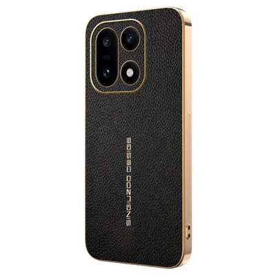 Voor OnePlus 15 5G Hoesje Anti Kras Litchi Structuur TPU Leer PU Telefoon Achterkant - Zwart
