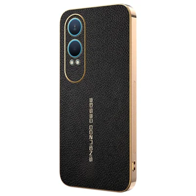 For OnePlus Nord CE4 Lite 5G Case Anti Scratch Litchi Texture TPU Leather PU Phone Back Cover - Black