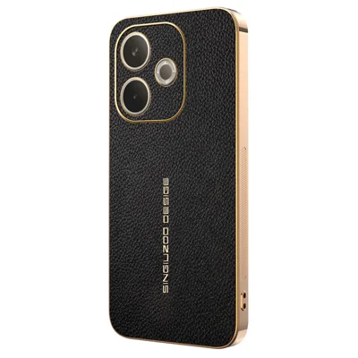 Folia chronionowa do Oppo A5 Pro 5G (Global) / A5 Pro 4G (Global) / A5 Energy 5G (Chiny) antyrysikowa folia z fakturą litchi TPU skóra PU pokrywa tylna telefonu - Czarny
