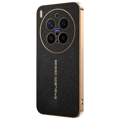For vivo X300 Pro 5G Case Anti Scratch Litchi Texture TPU Leather PU Phone Back Cover - Black