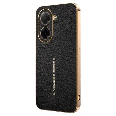 Phone Case For Xiaomi Redmi A5 4G (171.7mm)  /  Poco C71 4G Anti Scratch Litchi Texture TPU Leather PU Phone Back Cover - Black