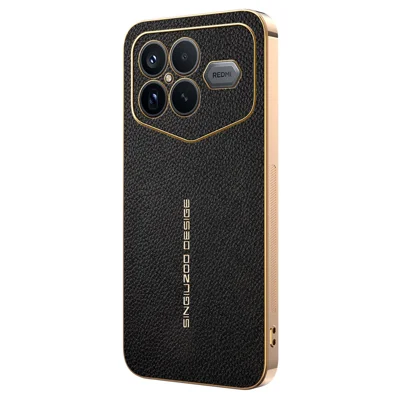 Voor Xiaomi Redmi K90 Pro Max 5G / Poco F8 Ultra hoesje Anti-kras Litchi-structuur TPU Leer PU Telefoon achterkant - Zwart