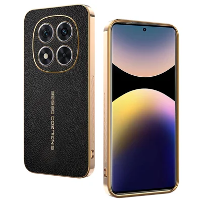 Phone Case For Xiaomi Redmi Note 14 Pro 5G  /  Poco X7 5G Anti Scratch Litchi Texture TPU Leather PU Phone Back Cover - Black
