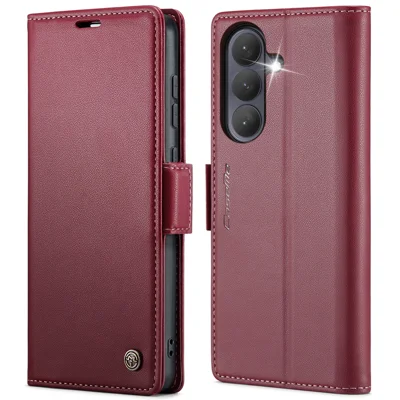 Cover per Samsung Galaxy S26+ CASEME Serie 023, Custodia con Supporto Lucida con Blocco RFID - Rosso
