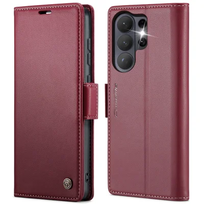 CASEME For Samsung Galaxy S26 Ultra Case  023 Series RFID Blocking Glossy Stand Phone Cover - Red