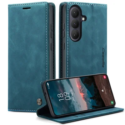 Cover Portafoglio per Samsung Galaxy S26+ Serie CASEME 013, Custodia in Pelle PU con Supporto - Blu