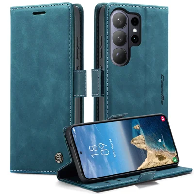 CASEME For Samsung Galaxy S26 Ultra Wallet Case  013 Series PU Leather Phone Cover Stand - Blue