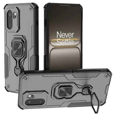 Cover per OnePlus 15R 5G con Anello Supporto Girevole, Custodia Protettiva PC + TPU Antiurto - Nero