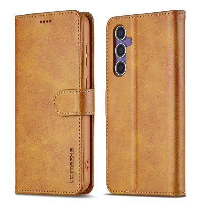 LC.IMEEKE Für Samsung Galaxy S26 Tasche Geldbörse Kalbsleder-Optik Ledertasche - Gelb