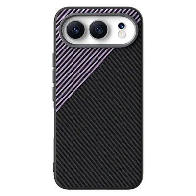 ABEEL For Honor 500 5G Magnetic Case Slim Carbon Fiber Texture TPU PC PU Phone Back Cover - Black  /  Purple