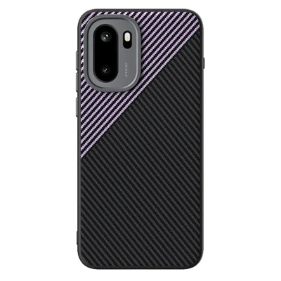 ABEEL Custodia Magnetica per OnePlus 15R 5G con Texture in Fibra di Carbonio, Cover Posteriore in TPU PC PU - Nero / Viola