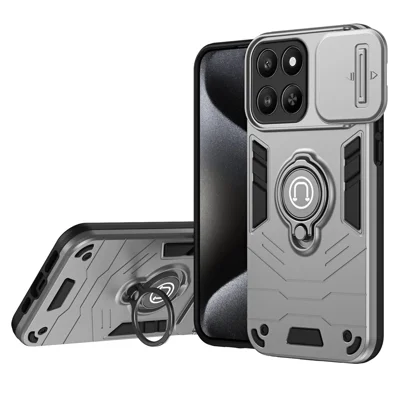 Kickstand Case for Honor 400 Smart 4G / 400 Smart 5G / X7d 5G Slide Camshield PC + TPU Phone Cover - Grey