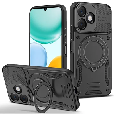Cover Magnetico per Honor X5c Plus 4G / X5c 4G / Play10A 4G, Custodia Antiurto in TPU + PC con Supporto Posteriore con Stand - Nero