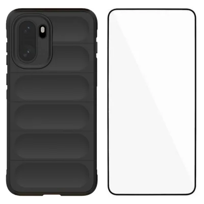 Voor OnePlus Ace 6 5G / OnePlus Ace 6T 5G / OnePlus 15R 5G TPU-hoesje WANLONFENG HD-serie antislip telefoonhoesje met gehard glas - Zwart