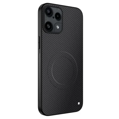 WANLONFENG For Nothing Phone (3a) Lite 5G  TQ Series Magnetic Case Carbon Fiber Texture PC TPU Phone Cover (Big Lens Hole) - Black