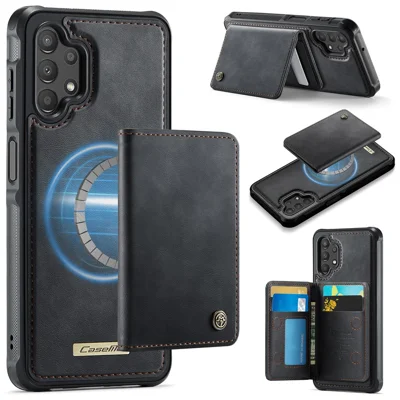 CASEME ME80 Series For Samsung Galaxy A13 4G / A04s 4G (164.7mm) Magnetic Case Leather PC TPU Phone Cover with Detachable Wallet - Black