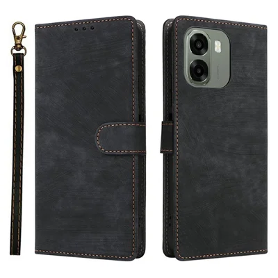 Phone Case For Oppo A6x 4G / A6x 5G / A6x 5G (India) / A6t Pro 4G (Global) / A6t 5G / A6t 4G / A6s 5G / A6 4G / A6 5G (Global) Wallet RFID Blocking PU Leather Phone Cover Stand with Strap - Black